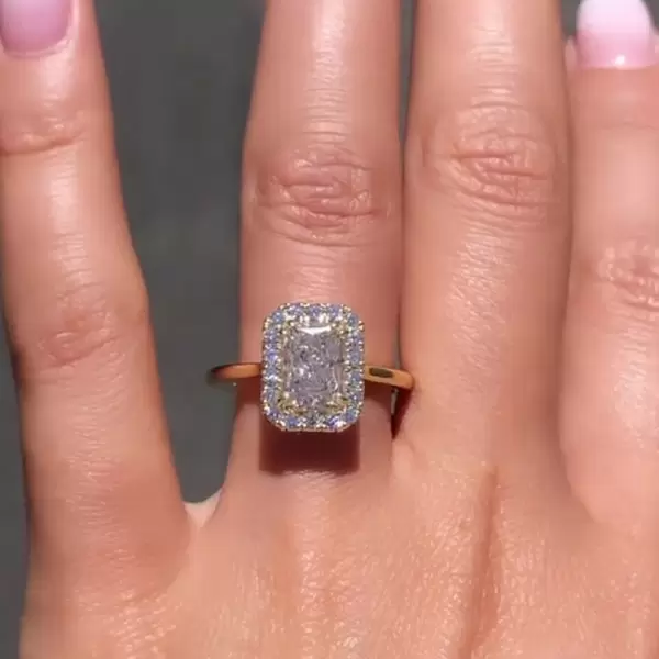 3.4ct Radiant Cut White Sapphire Engagement Ring in Gold