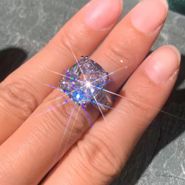 12ct Cushion Cut White Sapphire Bold Engagement Ring