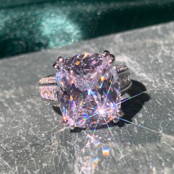 12ct Cushion Cut White Sapphire Bold Engagement Ring