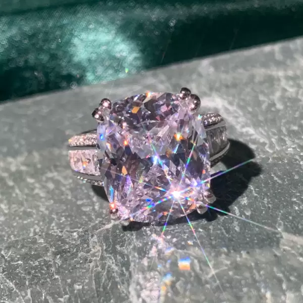 12ct Cushion Cut White Sapphire Bold Engagement Ring