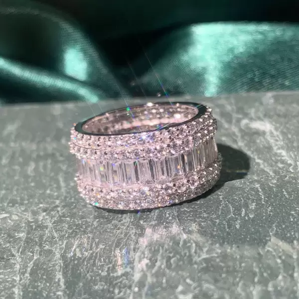 4.75ct Emerald Cut White Sapphire Eternity Band