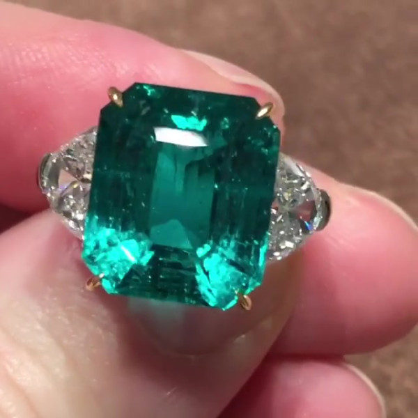 5ct Three-stone Emerald Cut Green Sapphire Engagement Ring