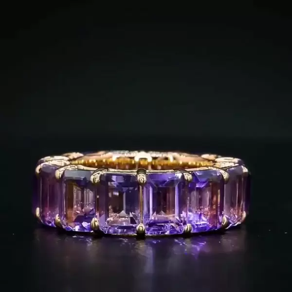 7.95ct Emerald Cut Amethyst Eternity Band In Gold SayaBling
