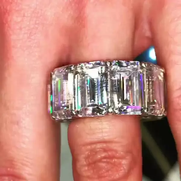 37ctw Emerald Cut White Sapphire Eternity Ring