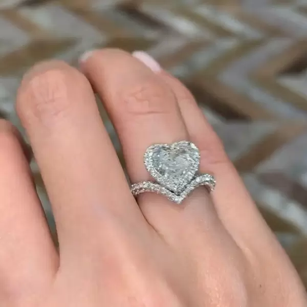Heart Cut Created White Sapphire Engagement Ring