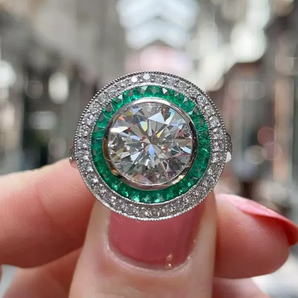 3ct Art Deco Design Double Target Engagement Ring