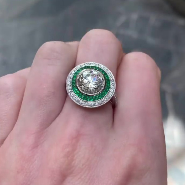 3ct Art Deco Design Double Target Engagement Ring