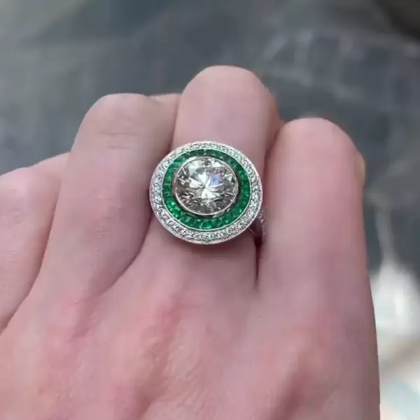 3ct Art Deco Design Double Target Engagement Ring