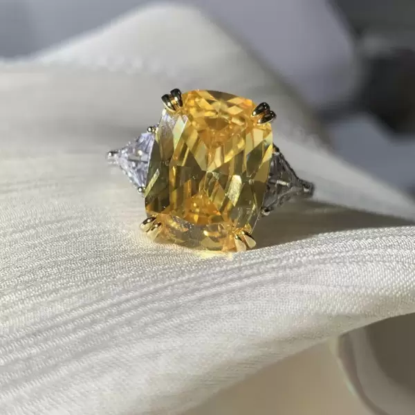 20ct Cushion Cut Yellow Sapphire Cocktail Ring