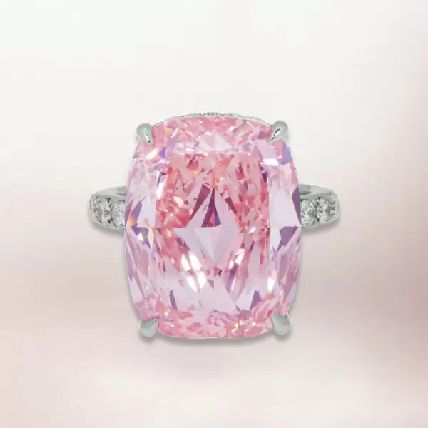 14ct Cushion Cut Pink Sapphire Engagement Ring