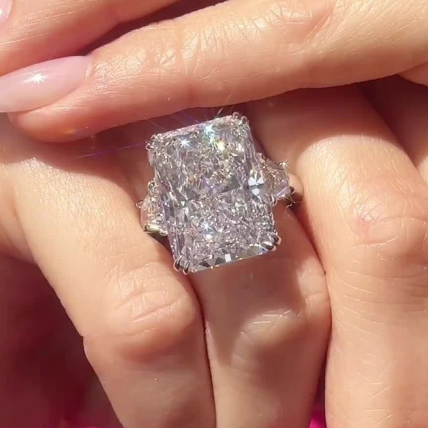8.4ct Double Prong Radiant Cut Three-stone Engagement Ring