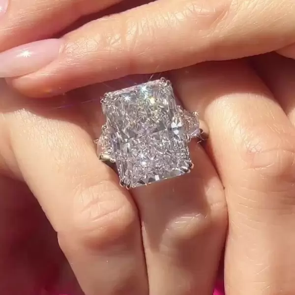 8.4ct Double Prong Radiant Cut Three-stone Engagement Ring