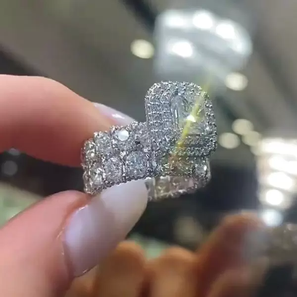 3.5ct Radiant Cut White Sapphire Wedding Ring Set