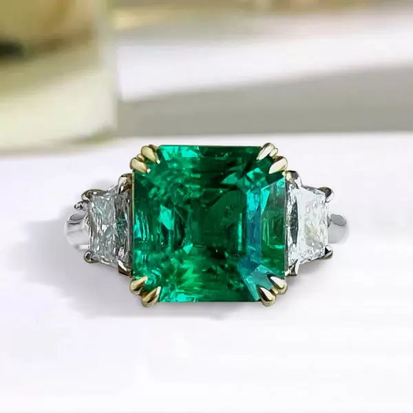 5.6ct Three-stone Emerald Cut Engagement Ring