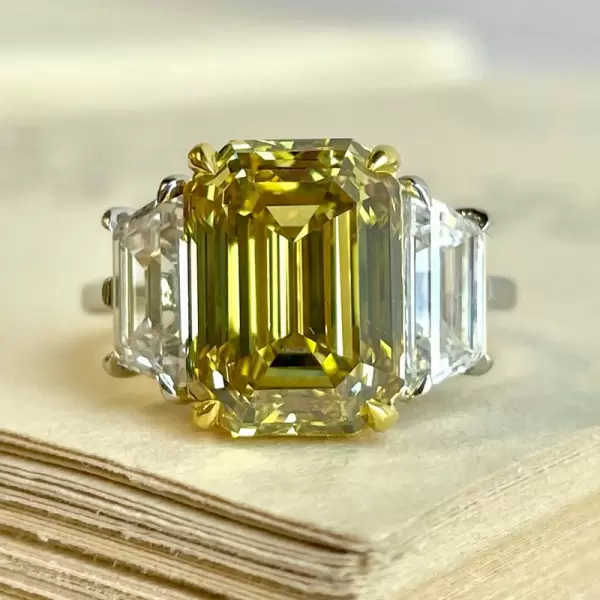 7ct Three-stone Fancy Yellow Sapphire Engagement Ring