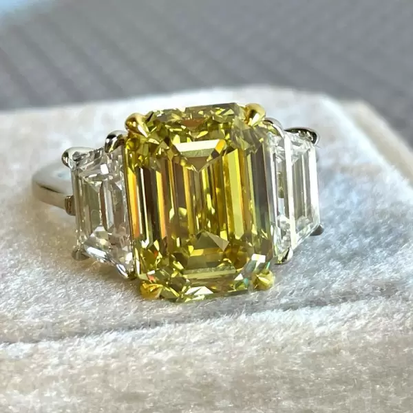 7ct Three-stone Fancy Yellow Sapphire Engagement Ring
