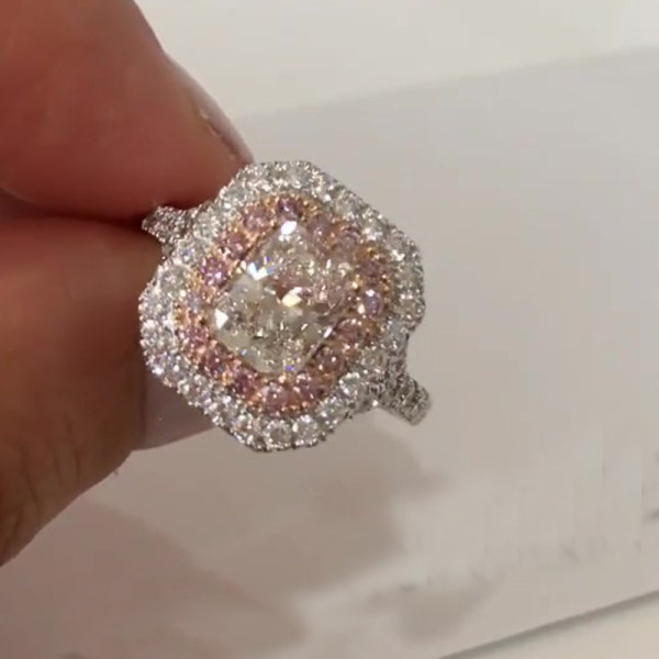 2.5ct Radiant Cut White Sapphire Double Halo Ring