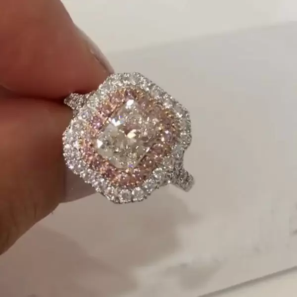 2.5ct Radiant Cut White Sapphire Double Halo Ring