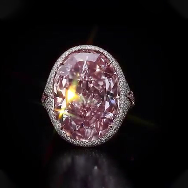 9.3ct Oval Cut Pink  Sapphire Paved Engagement Ring