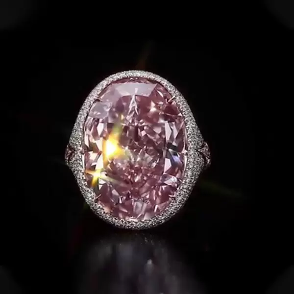 9.3ct Oval Cut Pink  Sapphire Paved Engagement Ring