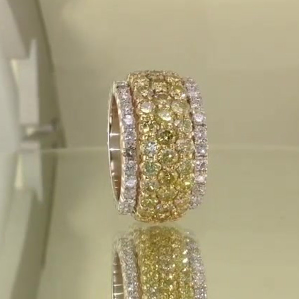 7.55ct Round Cut Yellow Sapphire Wedding Band 