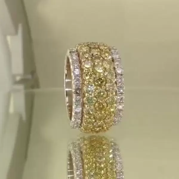 7.55ct Round Cut Yellow Sapphire Wedding Band 