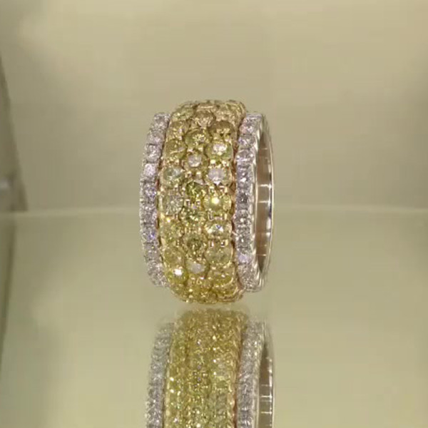7.55ct Round Cut Yellow Sapphire Wedding Band 
