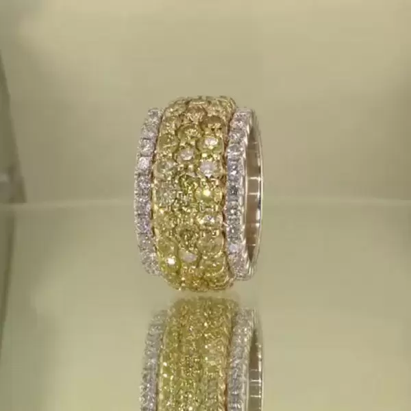 7.55ct Round Cut Yellow Sapphire Wedding Band 