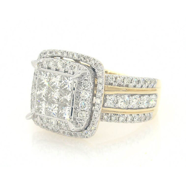 4ct Princess Cut White Sapphire Engagement Ring in Gold