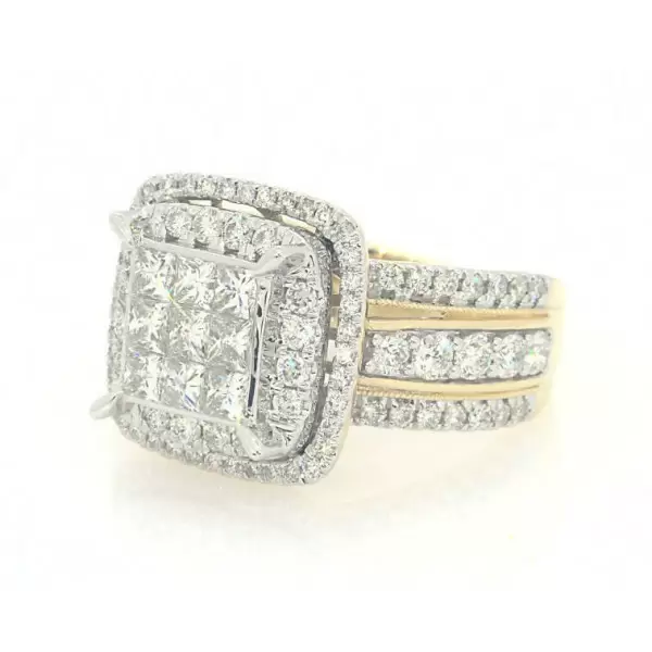4ct Princess Cut White Sapphire Engagement Ring in Gold