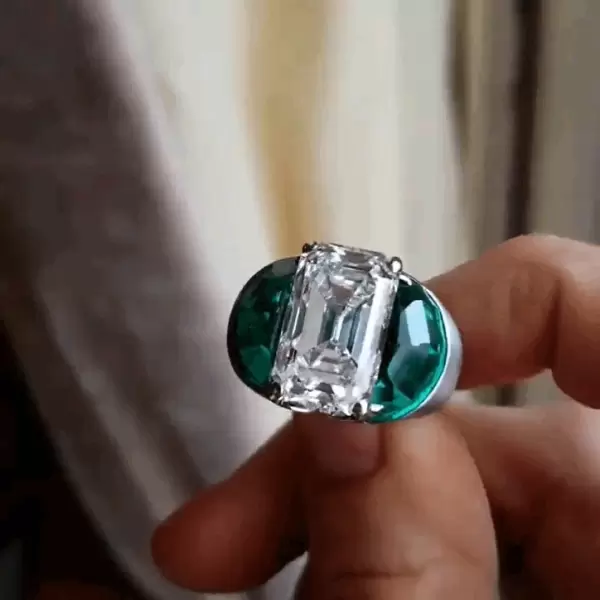 9.88ct Three-stone Emerald Cut Engagement Ring