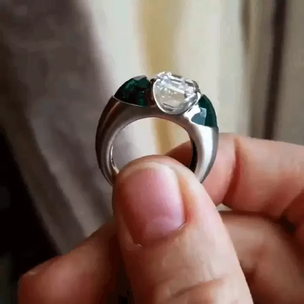 9.88ct Three-stone Emerald Cut Engagement Ring