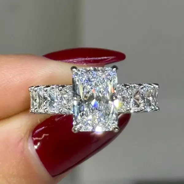 4ct Radiant Cut White Sapphire Classic Engagement Ring