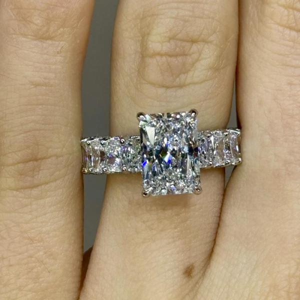 4ct Radiant Cut White Sapphire Classic Engagement Ring