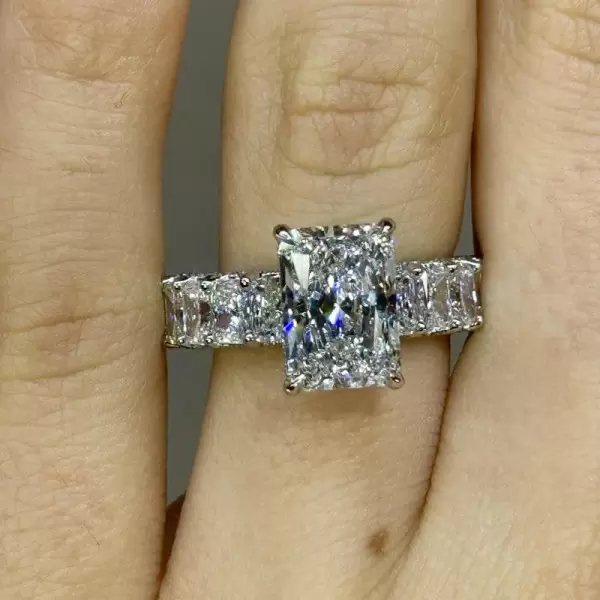 4ct Radiant Cut White Sapphire Classic Engagement Ring