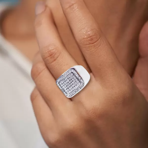1.58ct Men s Micro pave Setting Round Cut White Sapphire Ring for Men SayaBling