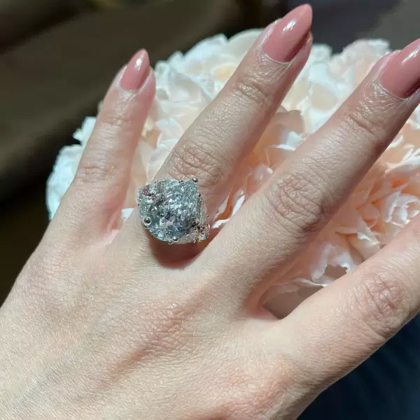 9.5ct Pear Cut White Sapphire Engagement Ring