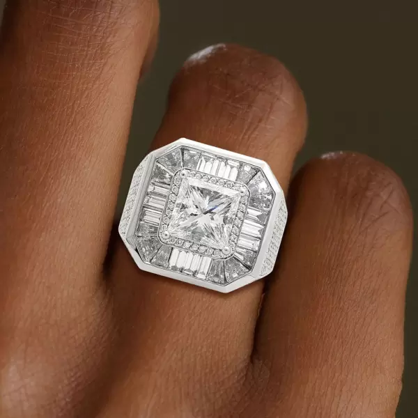 4ct Princess Cut Men's Micro-pave Setting Ring