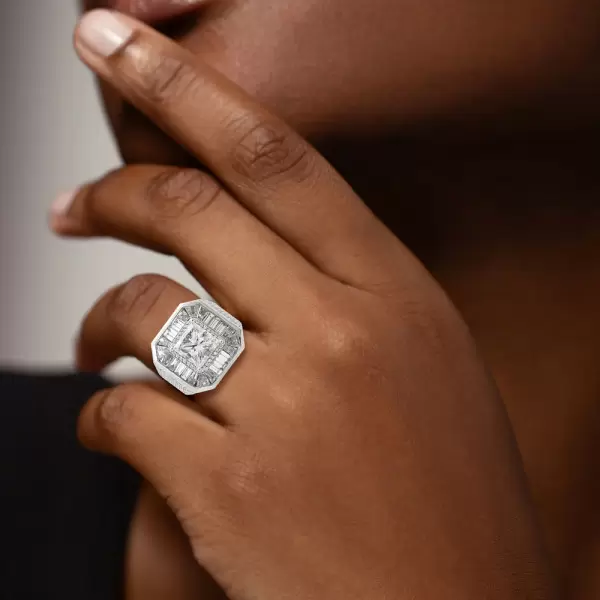 4ct Princess Cut Men's Micro-pave Setting Ring