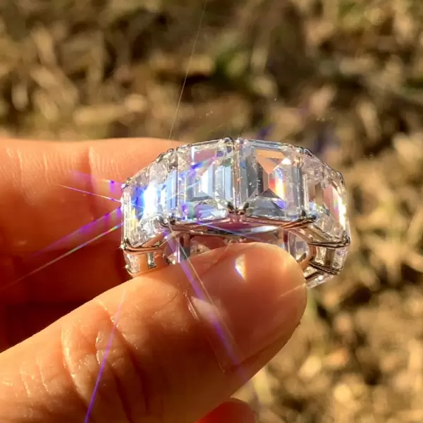 37ctw Emerald Cut White Sapphire Eternity Ring