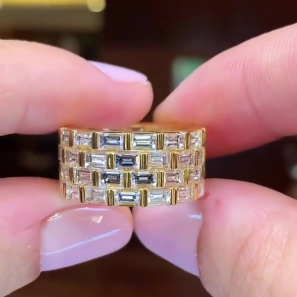 12.75ct Baguette Cut White Sapphire Eternity Ring 