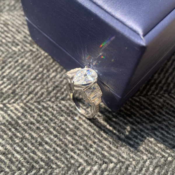 3ct Pear Cut White Sapphire Engagement Ring