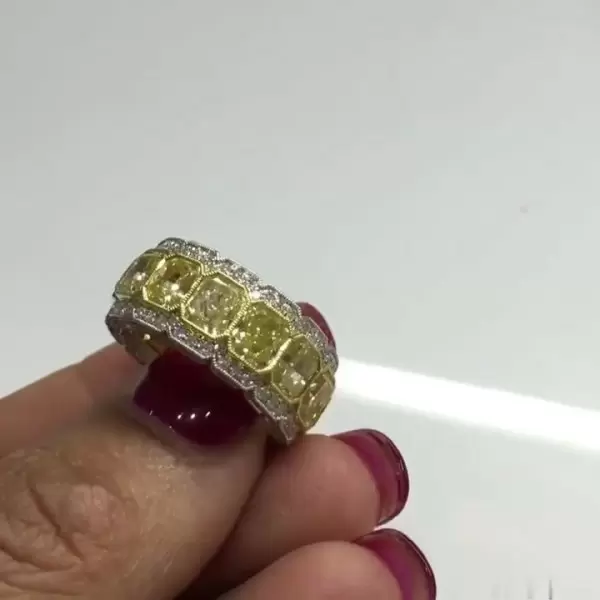 16.75ct Radiant Cut Yellow Sapphire Eternity Ring