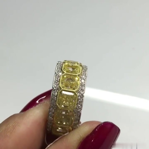 16.75ct Radiant Cut Yellow Sapphire Eternity Ring