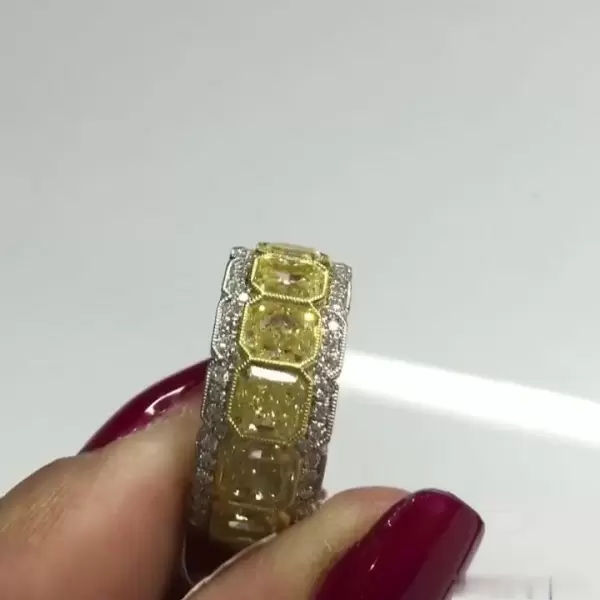 16.75ct Radiant Cut Yellow Sapphire Eternity Ring