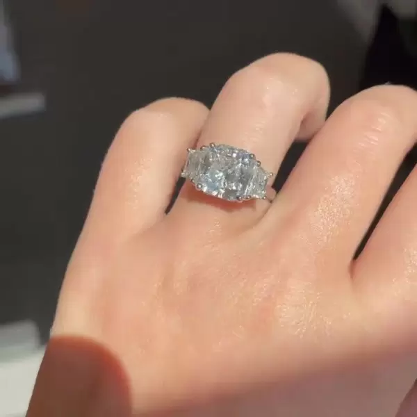 5.16ct Princess Cut Three-stone Engagement Ring