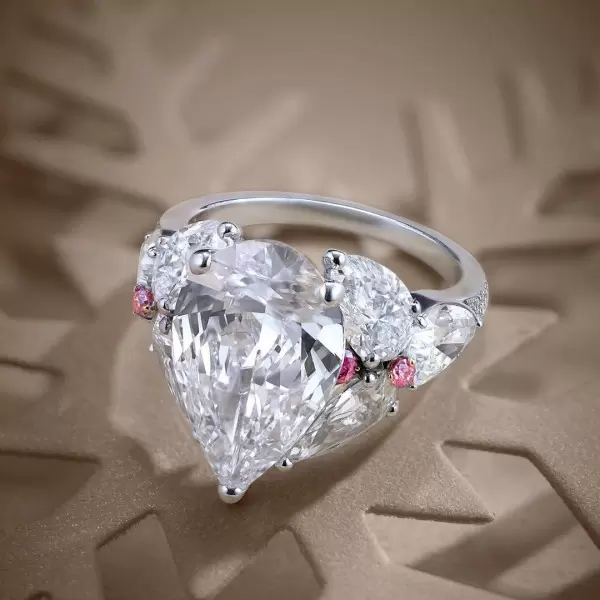 9.5ct Pear Cut White Sapphire Engagement Ring