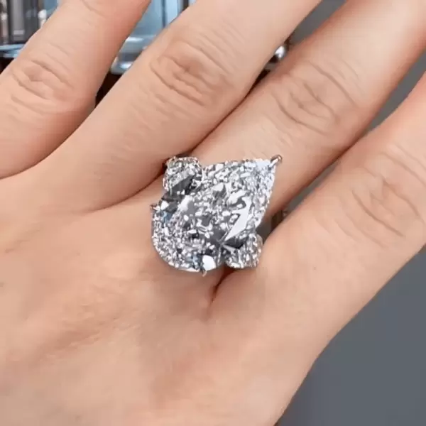 11ct Three-stone Pear Cut White Sapphire Engagement Ring