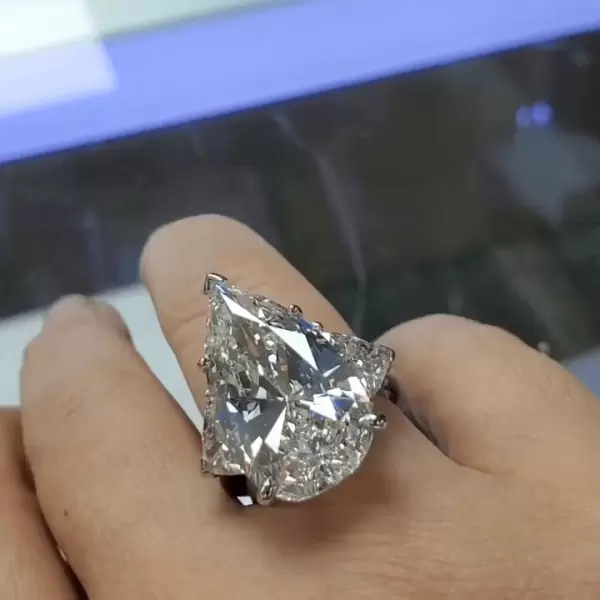 15ct Three-stone Pear Cut White Sapphire Engagement Ring