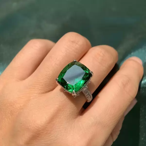 16ct Cushion Cut Emerald Vintage Cocktail Ring